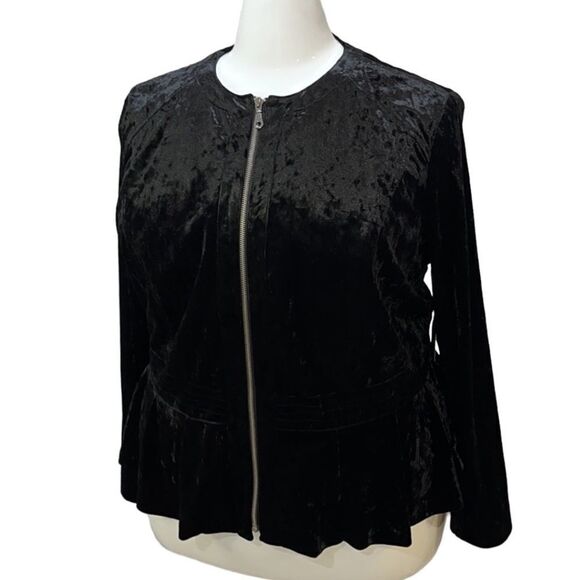 INC Crushed Velvet Peplum Jacket - Picture 3 of 14